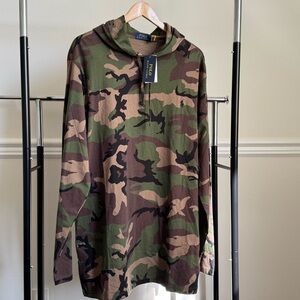 Polo Ralph Lauren Hoodie Shirt Size L Camo Lightweight Pullover Military NWT